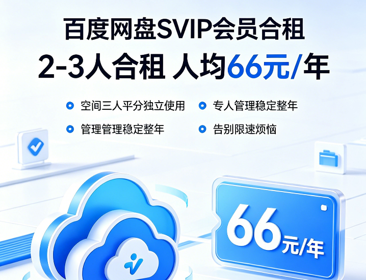 百度网盘 SVIP 年卡合租・3 人成团套餐